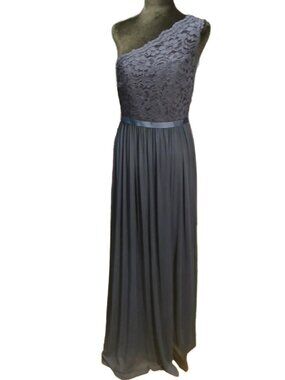 blue wedding bridesmaid dresses Bow One Shoulder Crepe Bridesmaid Dress main image 0